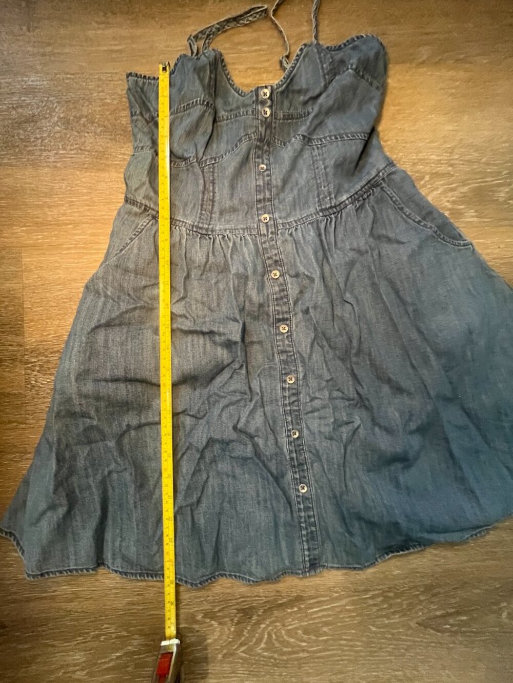 Express Womens Denim Button-Front Mini Dress Size S With Pockets - Picture 4 of 10